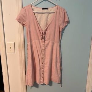 Abercrombie & Fitch Pink Striped Tie Front Cotton Button Front Retro Boho Dress